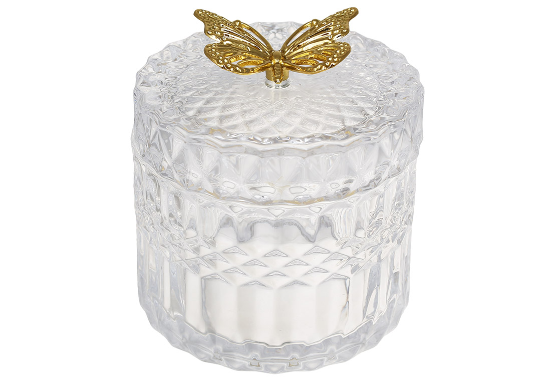 448_209 Скляна ємність з кришкою Golden Butterfly 10.5см, 448-209
